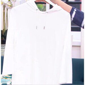 Belle by Kim Gravel Slub Knit 3/4-Sleeve Hoodie White Small A491029